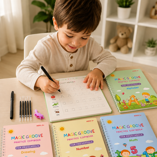 Cuadernos Mágicos x4 Reutilizables Aprender Escribir Caligrafía